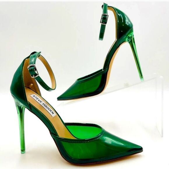 Steve Madden Opar Green Translucent Pointed Toe Stiletto Pump NEW Size 8.5 - Picture 9 of 12